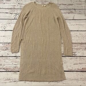 Anthropologie Moth‎ Cotton & Cashmere Oatmeal M Side Slit Tunic Sweater Size XS
